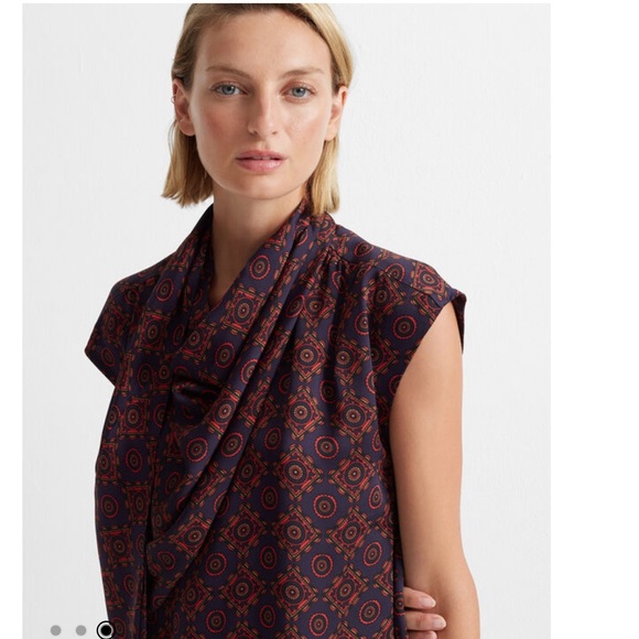 Club Monaco Women Drape Neck Dress Blue Mix Size 6 - Picture 3 of 8